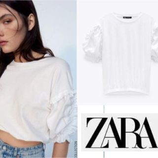 ザラ(ZARA)の最終タイムセール！ZARA フリルTシャツ　未使用(Tシャツ(半袖/袖なし))