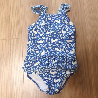 ボーデン(Boden)のmini Boden うさぎさん柄フリル水着 ブルー　85cm(水着)