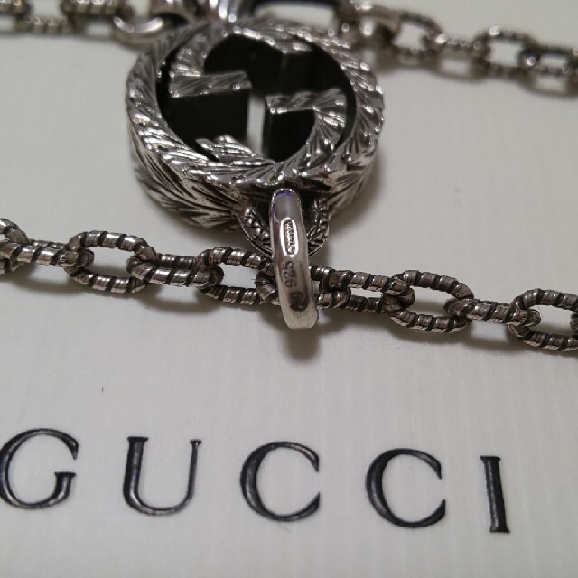 Gucci - ほぼ未使用 GUCCI 燻し ネックレス インターロッキング ラージ