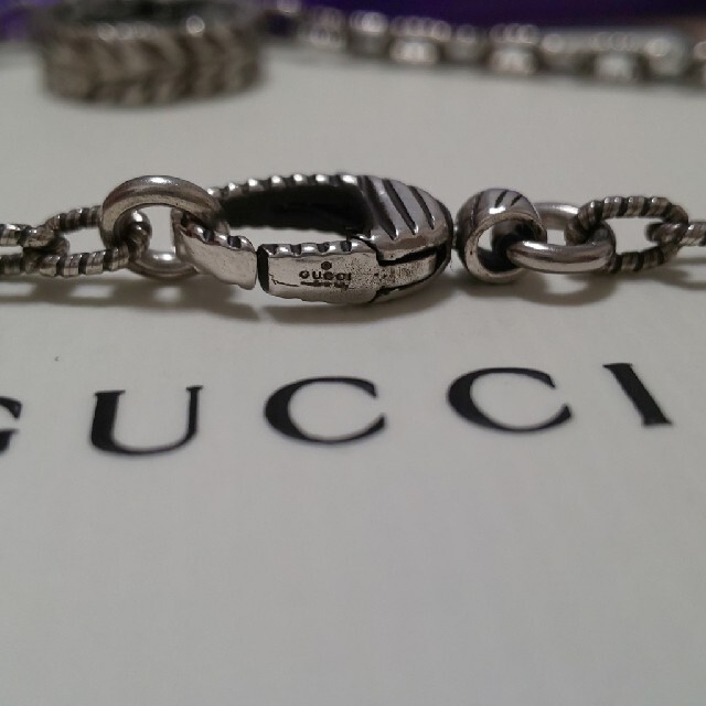 Gucci - ほぼ未使用 GUCCI 燻し ネックレス インターロッキング ラージ