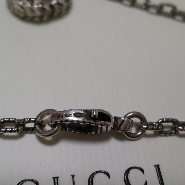 Gucci - ほぼ未使用 GUCCI 燻し ネックレス インターロッキング ラージ