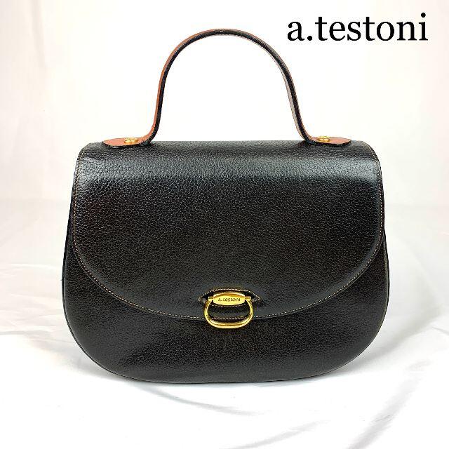 a.testoni アテストーニ レザー 金具 ハンドバッグ - ハンドバッグ