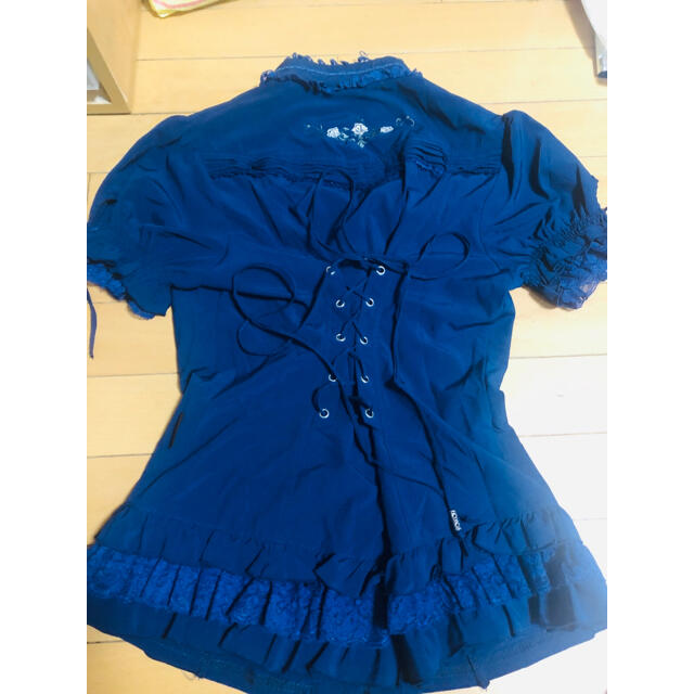 Ozz Oneste 薔薇刺繍ブラウス ネイビー 売れ筋がひ贈り物! lecoupe