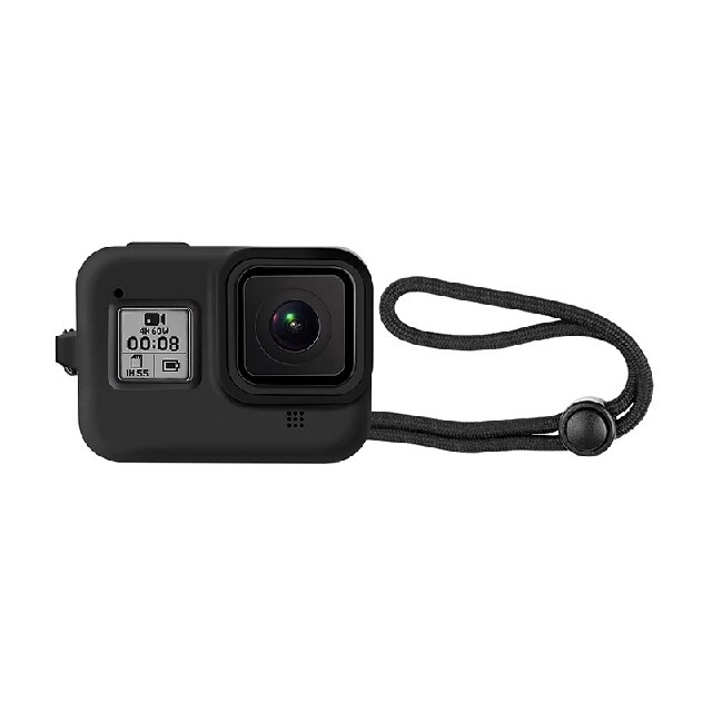 Go Pro 8 ゴープロ8 シリコンケース、ストラップセット／ブラック スマホ/家電/カメラのカメラ(ビデオカメラ)の商品写真