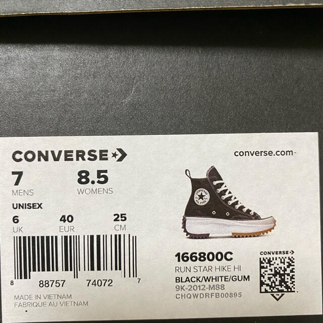 converse run star hike black  25cm