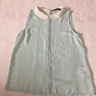 ザラ(ZARA)のノースリーブブラウス(ミント色)(シャツ/ブラウス(半袖/袖なし))