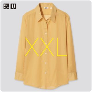 ユニクロ(UNIQLO)の新品・未使用タグ付き!!【XXL】ユニクロ/シアーシャツ（長袖）/イエロー(シャツ/ブラウス(長袖/七分))