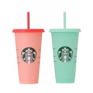 スターバックスコーヒー(Starbucks Coffee)のカラーチェンジング　リユーザブルコールドカップ709ml 2色セット(タンブラー)