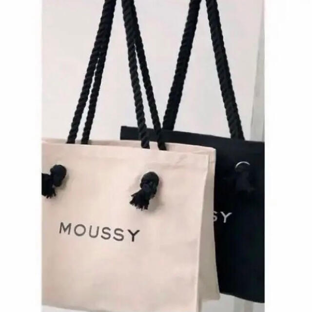 moussy(マウジー)のブラック♡MOUSSYキャンバストートバッグ♡ショッパー型トートバック♡新品 レディースのバッグ(トートバッグ)の商品写真