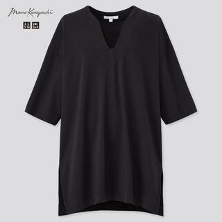 マメ(mame)のエアリズムコットンオーバーサイズT ブラック(Tシャツ(半袖/袖なし))