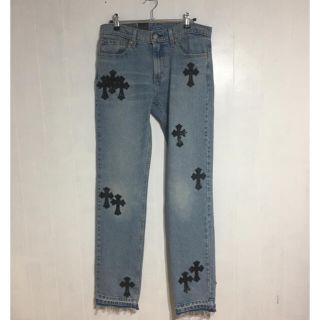 クロムハーツ(Chrome Hearts)のlevis511 leather cross custom(デニム/ジーンズ)