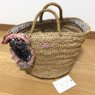 アニヤハインドマーチ(ANYA HINDMARCH)のアニヤハインドマーチ ANYA HINDMARCH カゴバッグ 花 ピンク(かごバッグ/ストローバッグ)