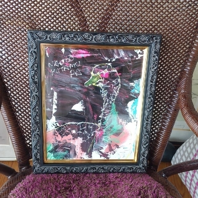 絵画/タペストリー北村直登 F3 原画 アヒル 額付き - 絵画/タペストリー