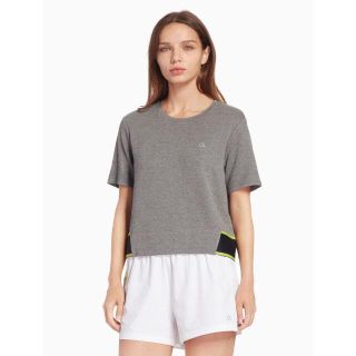 カルバンクライン(Calvin Klein)のカルバンクライン アクティブ アイコン ロゴ ヘム Tシャツ カットソー グレー(Tシャツ(半袖/袖なし))