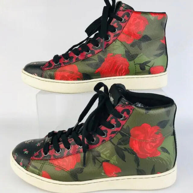 美品☆COACH・レディース レザー FLORAL ハイカットスニーカー(7B