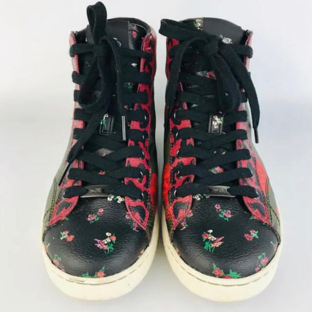 美品☆COACH・レディース レザー FLORAL ハイカットスニーカー(7B