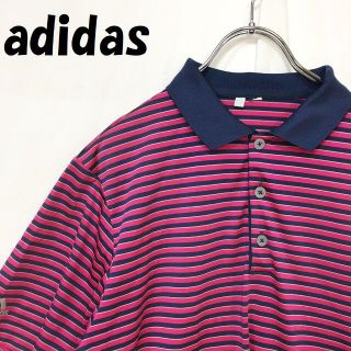 アディダス(adidas)の【人気】アディダス ボーダー 半袖 ポロシャツ アームワンポイントロゴ ピンク系(ポロシャツ)