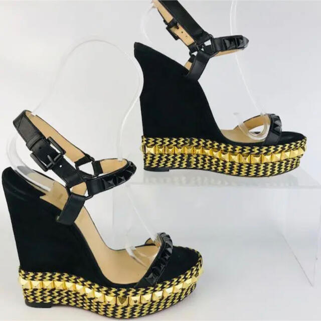美品☆クリスチャンルブタン・カタクロウ レザー スタッズ サンダル(36)-