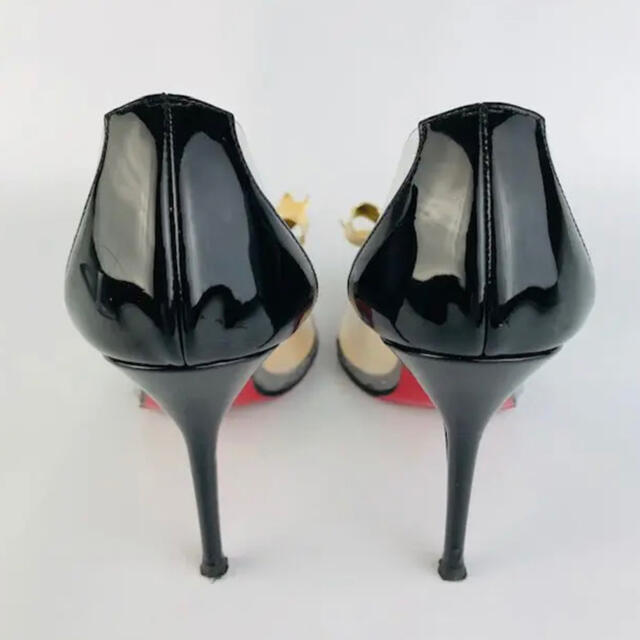 Christian Louboutin(クリスチャンルブタン)の美品★クリスチャンルブタン・レザー リボンビジュー付 クリアパンプス（35） レディースの靴/シューズ(ハイヒール/パンプス)の商品写真