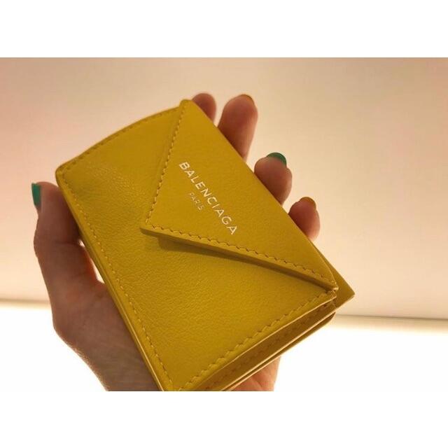 未使用正規品 バレンシアガ ペーパーミニウォレット ミニ財布 イエロー