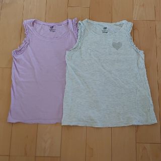 エイチアンドエム(H&M)のH&Mノースリーブ2枚セット袖フリル130140女の子(Tシャツ/カットソー)