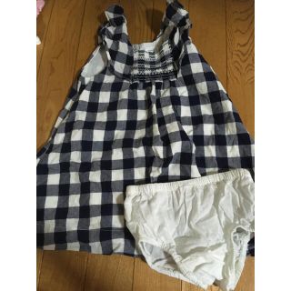 ベビーギャップ(babyGAP)のノースリーブワンピース　紺チェック　babygap(ワンピース)