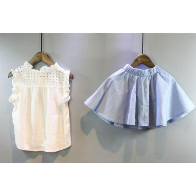 サイズ130　セットアップ　フリルブラウス＋リボンスカート キッズ/ベビー/マタニティのキッズ服女の子用(90cm~)(ワンピース)の商品写真