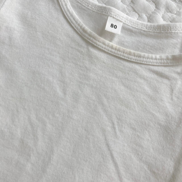 MUJI (無印良品)(ムジルシリョウヒン)の無印良品 半袖 パフスリーブ Tシャツ スパッツ レギンス 白 黒 80 女の子 キッズ/ベビー/マタニティのベビー服(~85cm)(Ｔシャツ)の商品写真