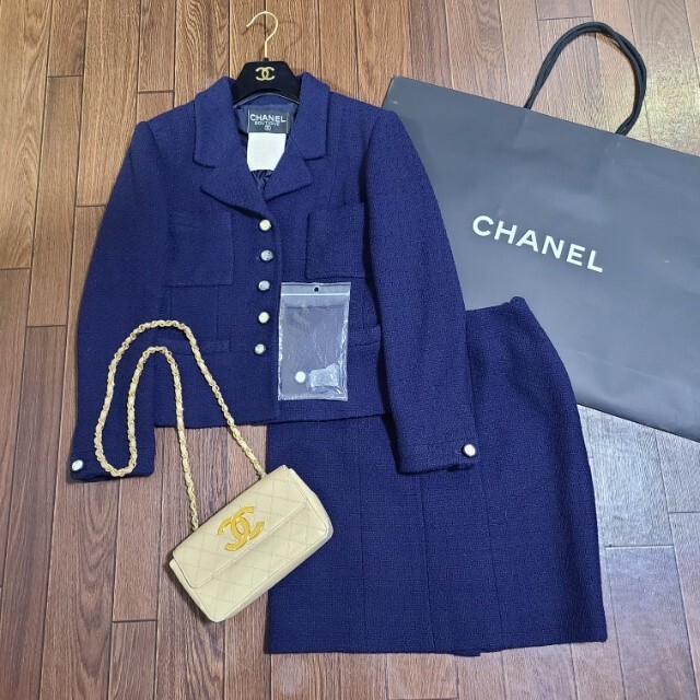 CHANEL - ヴィンテージ シャネル ツイードスーツ ジャケット スカート
