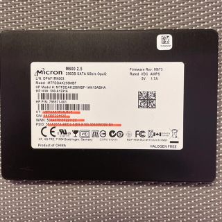 Micron SSD 2.5インチSATA 256GB使用時間4856時間(PCパーツ)