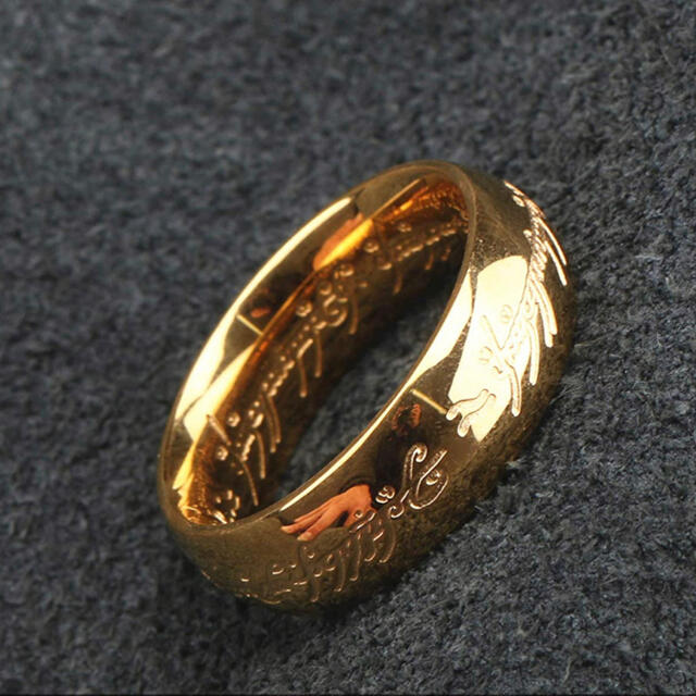 ステンレスサージカル316 火文字 ゴールド リング シンプル 指輪 金 メンズのアクセサリー(リング(指輪))の商品写真