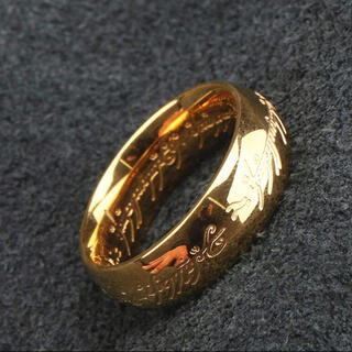 ステンレスサージカル316 火文字 ゴールド リング シンプル 指輪 金(リング(指輪))