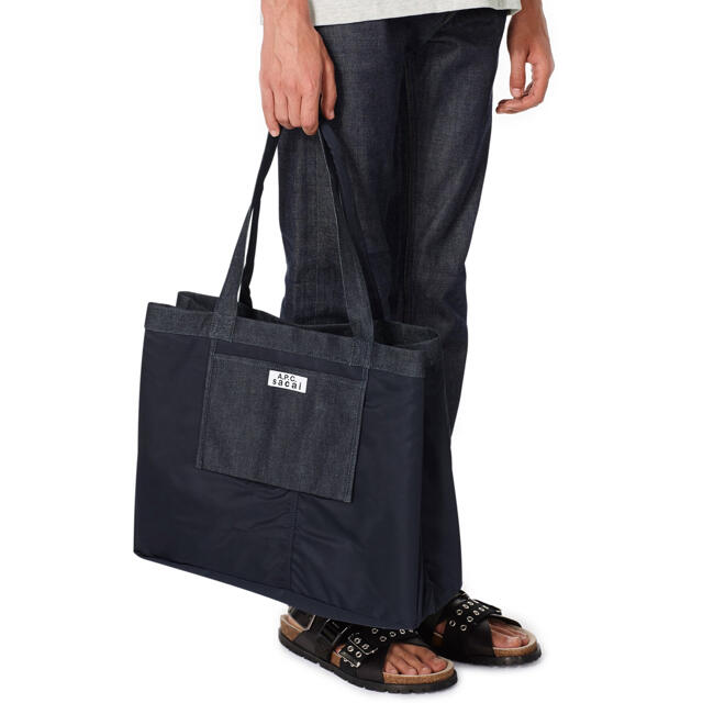 新品】sacai APC トートバッグ サカイ アーペーセー apc ネイビー 新品】sacai APC トートバッグ サカイ アーペーセー apc ネイビー