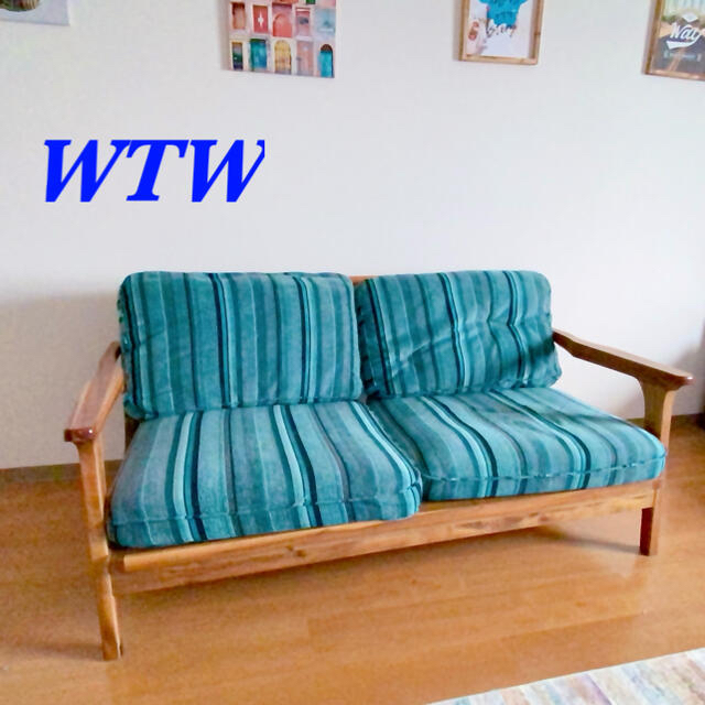 WTW(ダブルティー)の【美品】WTW TISMO SOFA STRIPE 2S SET インテリア/住まい/日用品のソファ/ソファベッド(二人掛けソファ)の商品写真