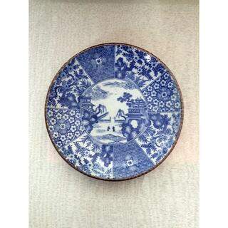セール！・染付　明治(1880~1900年頃)　いげ皿　No2  文人画/八方割(陶芸)