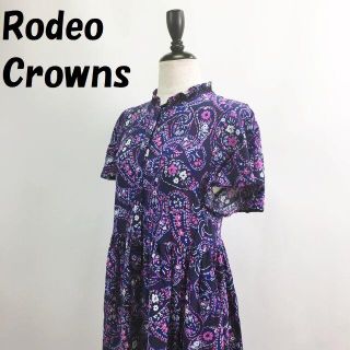 ロデオクラウンズ(RODEO CROWNS)の【人気】ロデオクラウンズ 総柄 花柄 半袖 ワンピース 膝下丈 サイズF(ロングワンピース/マキシワンピース)