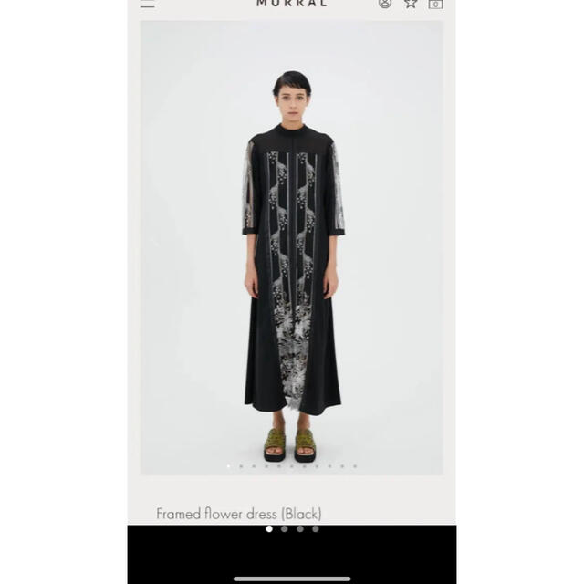 上品なスタイル mame - MURRAL Framed flower dress ブラック　サイズ0 ロングワンピース/マキシワンピース