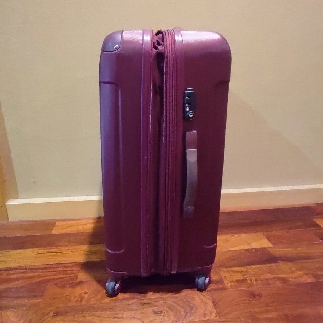 特大サイズの紫のスーツケース