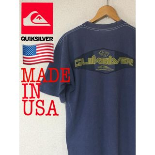 クイックシルバー(QUIKSILVER)の90's シングルステッチ MADEINUSA 両面プリント ネイビー 紺 (Tシャツ/カットソー(半袖/袖なし))