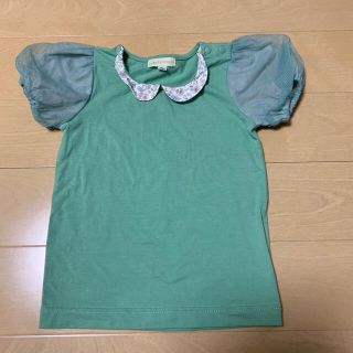 メゾピアノ(mezzo piano)のパンパンチュチュ　おすましカラー　半袖　アンティークグリーン(Tシャツ/カットソー)