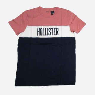 ホリスター(Hollister)の★新品★ホリスター★ロゴプリント切替半袖Tシャツ (Pink/Navy/XL)(Tシャツ/カットソー(半袖/袖なし))