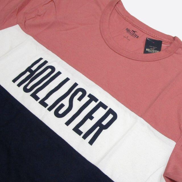 Hollister(ホリスター)の★新品★ホリスター★ロゴプリント切替半袖Tシャツ (Pink/Navy/L) メンズのトップス(Tシャツ/カットソー(半袖/袖なし))の商品写真