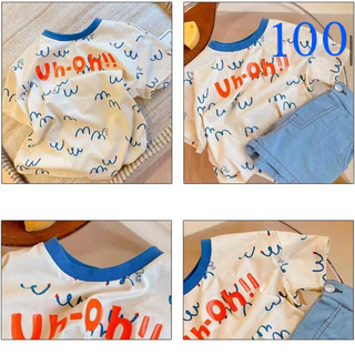 新品　オシャレ　プリントTシャツ　100 韓国服(Tシャツ/カットソー)