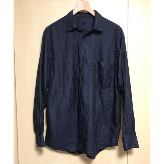 comoli 21ss シルク シャツ navy サイズ2