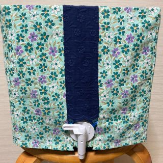 財寶温泉水のカバー　10L BOX用　綿100% 小花柄グリーンとネイビーレース(ミネラルウォーター)