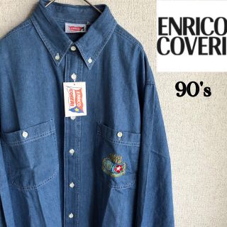 エンリココベリ(ENRICO COVERI)の新品　90s ENRICO COVERI 刺繍　長袖　デニム　シャツ　Lサイズ(シャツ)