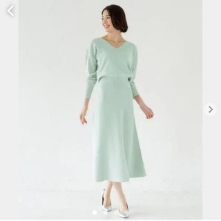 ラウンジドレス(Loungedress)の美品　loungedress ニットワンピ　ミントグリーン　(ひざ丈ワンピース)