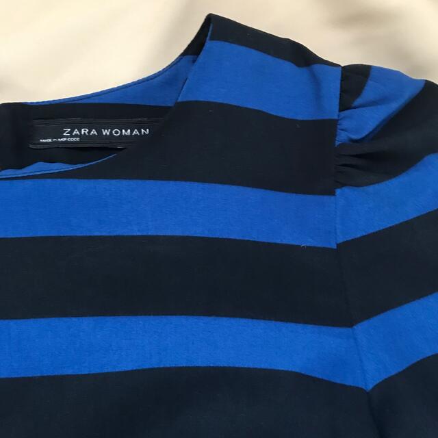 ZARA(ザラ)のZARA WOMAN ボーダー フレンチスリーブ七分袖 レディースのトップス(カットソー(長袖/七分))の商品写真