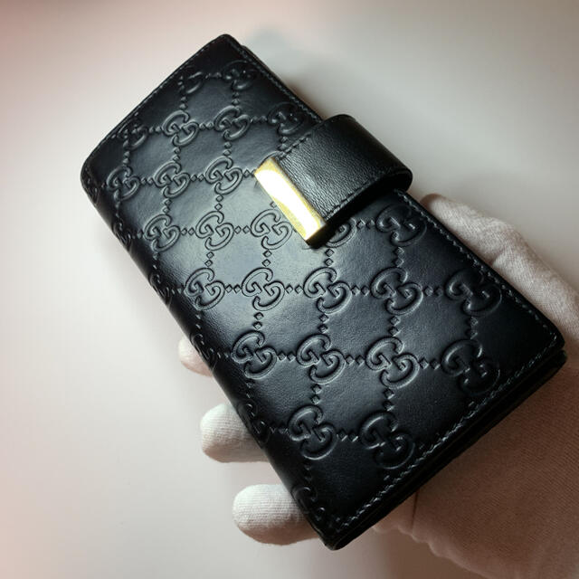 デン様専用 GUCCI グッチ 長財布 GGシマレザー ブラック 【売り切り