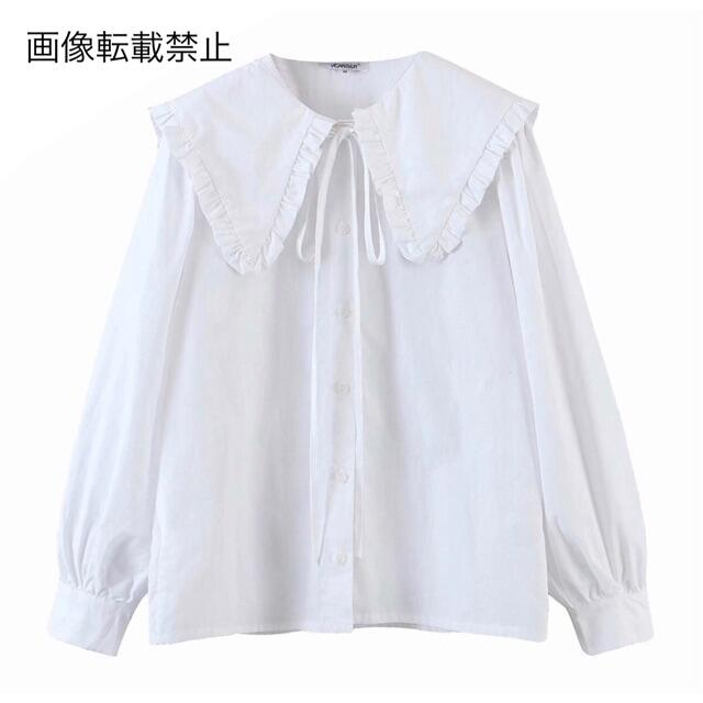 ZARA(ザラ)の💠6月新作🦋4600◆white ホワイト 襟 シャツ ブラウス レディースのトップス(シャツ/ブラウス(長袖/七分))の商品写真